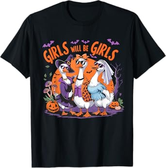 Girl Will be Girls Spooky Feminist Halloween Costume Women T-Shirt