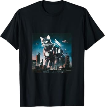Catzilla Cyber Cat โ Futuristic Robot Feline Catzilla T-Shirt for Men Women Kids