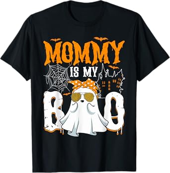 Funny Mommy Is My Boo Scary Ghost Son Daughter Halloween Day T-Shirt