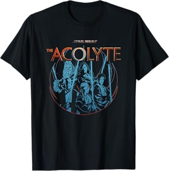 Star Wars The Acolyte Iconic Group Shot Retro Big Chest Logo T-Shirt
