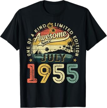 70 Years Old Vintage Born In July 1955 70th Birthday Men Dad T-Shirt