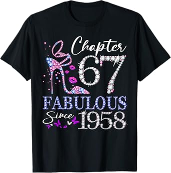 Womens Chapter 67 EST 1958 67 Years Old 67th Birthday Queen T-Shirt