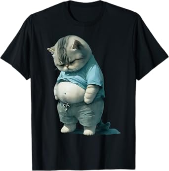 Funny Fat Cat Art Design Fat Kitten Cat Lover Men Women Kids T-Shirt
