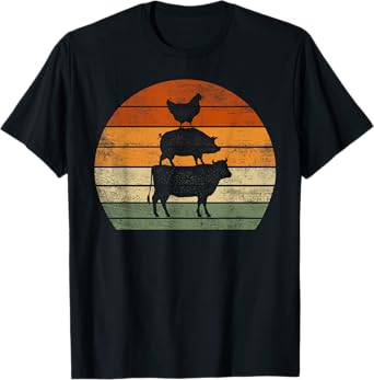 Farm Animals Gifts Women Men Cow Pig Chicken Print Graphic T-Shirt