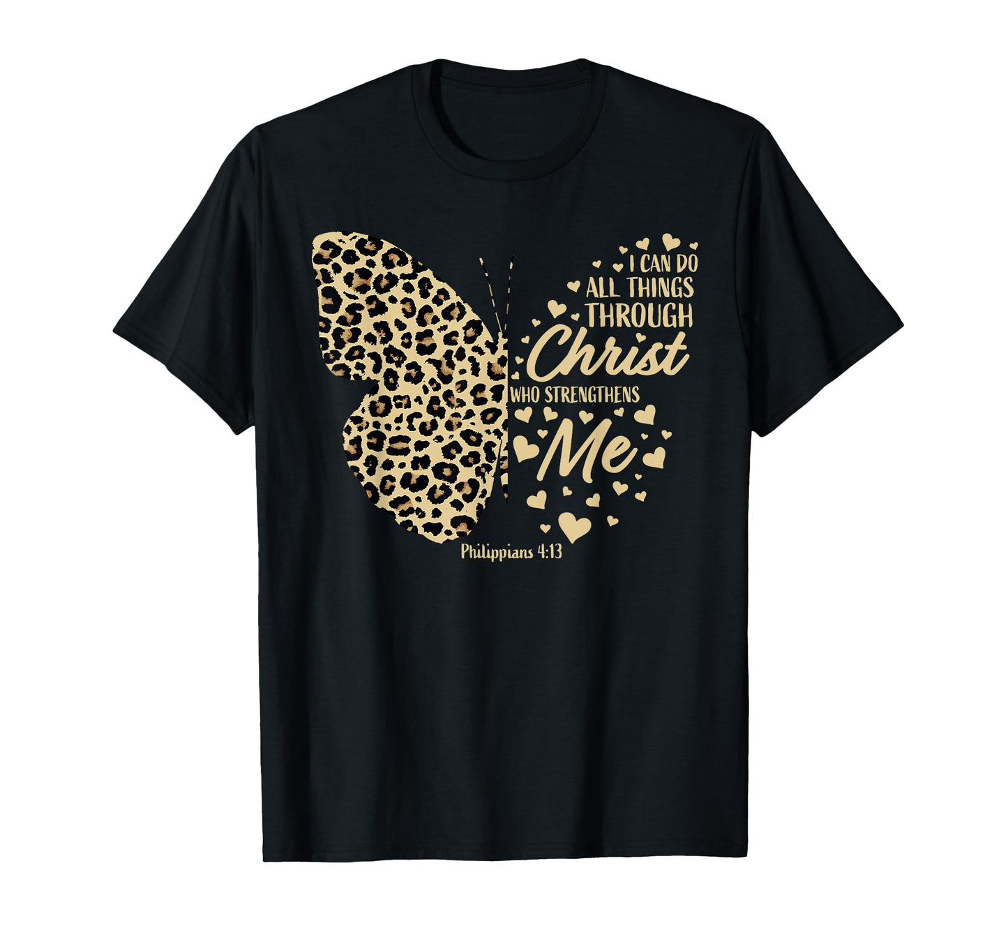 Christian Bible Verse Butterfly Cheetah Mom Women Teen Girls T-Shirt