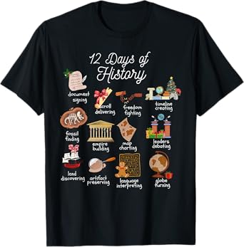 12 Day Of History Teacher Christmas Social Studies Student T-Shirt