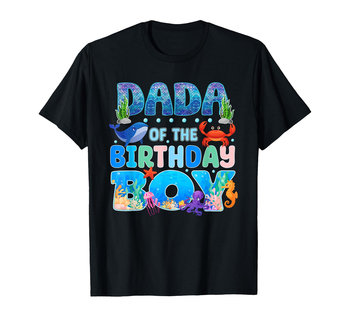 Dada of The Birthday Boy Aquarium Sea Animals Matching T-Shirt
