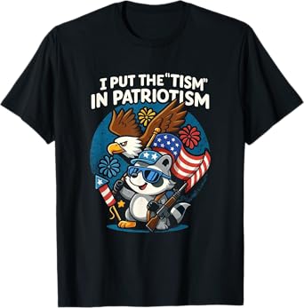 I Put The Tism in Patriotism Athletic Eagle T-Shirt