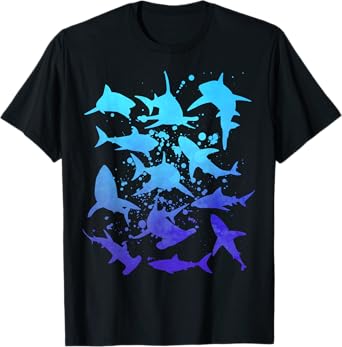 Great White Sharks Hammerhead Shark Diving Lover Graphic T-Shirt
