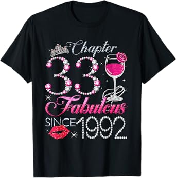 Chapter 33 Fabulous Since 1992 33rd Birthday Queen Diamond T-Shirt