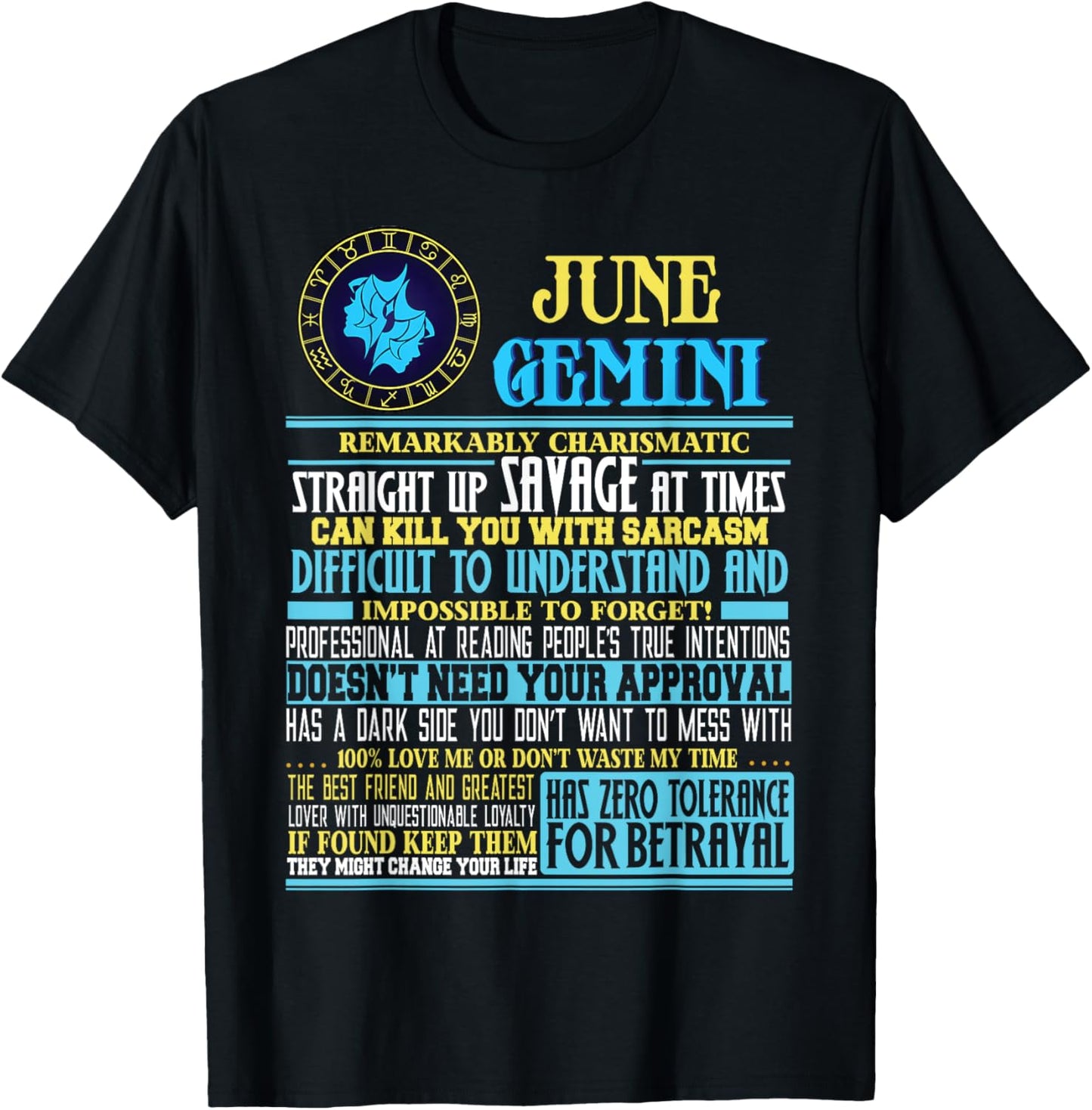 Gemini Facts Shirt Funny June Gemini Birthday Gift Shirt T-Shirt