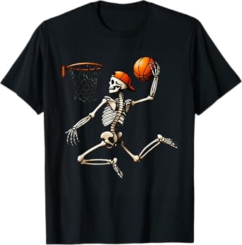 Skeleton Basketball Halloween Costume Funny Men Boys Kids T-Shirt