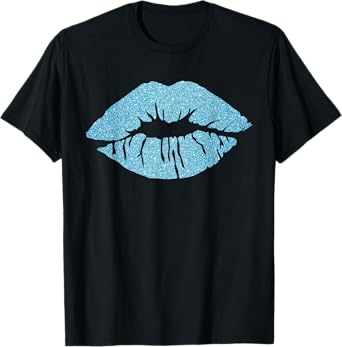 Women's Kiss Lips Blue Lips Blue Lipstick Blue Kiss T-Shirt