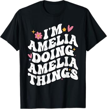I'm Amelia Doing Amelia Things Retro Groovy Personalized T-Shirt