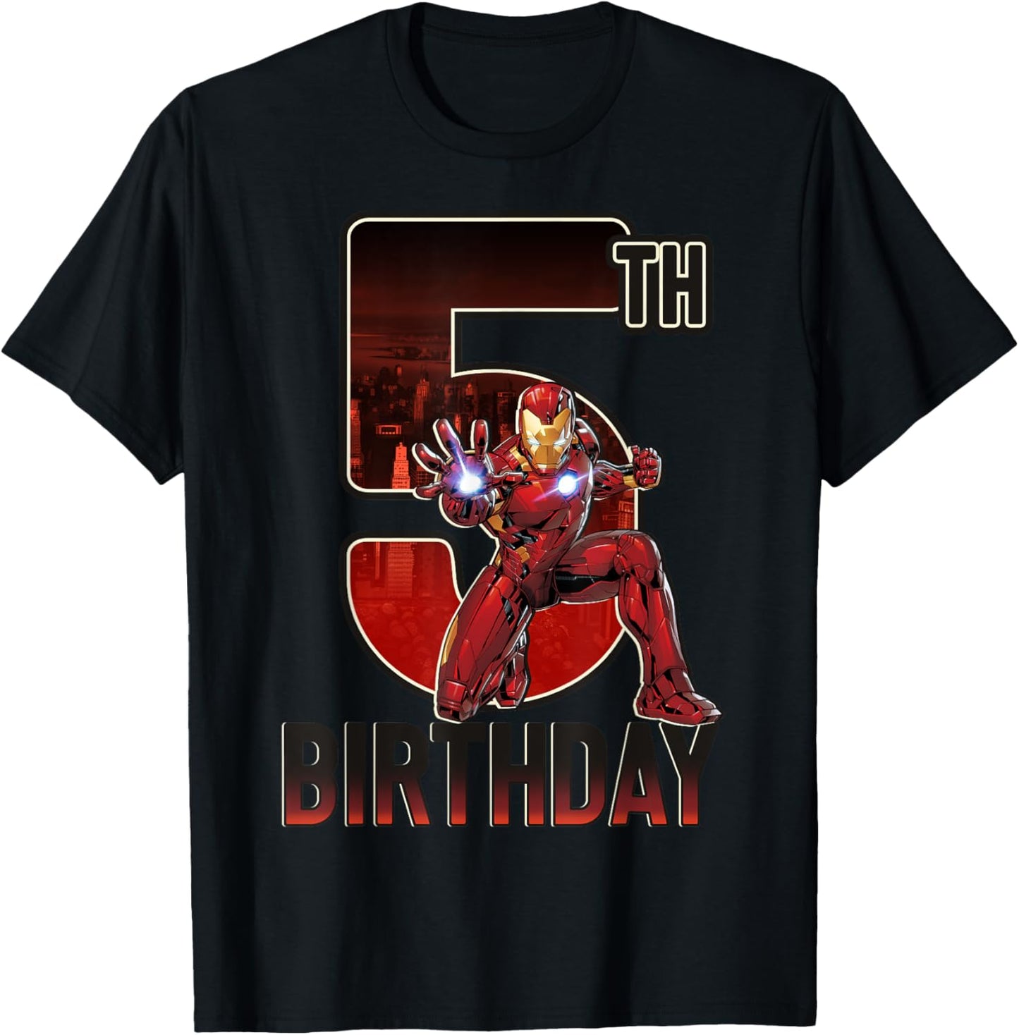 Marvel Iron Man 5th Birthday Action Pose Graphic T-Shirt T-Shirt