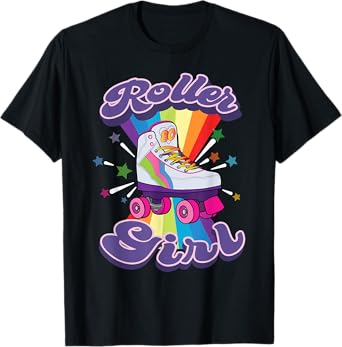 Roller Girl Funny Retro 70's Rolling Skates Gift Women Kids T-Shirt