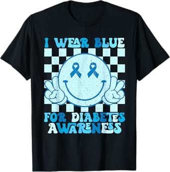 I Wear Blue For Diabetes Awareness month Smile Face Diabetic T-Shirt