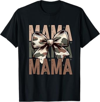 Mama, Girls Camo Coquette Bow, Retro Hunting Funny Gift Tee T-Shirt