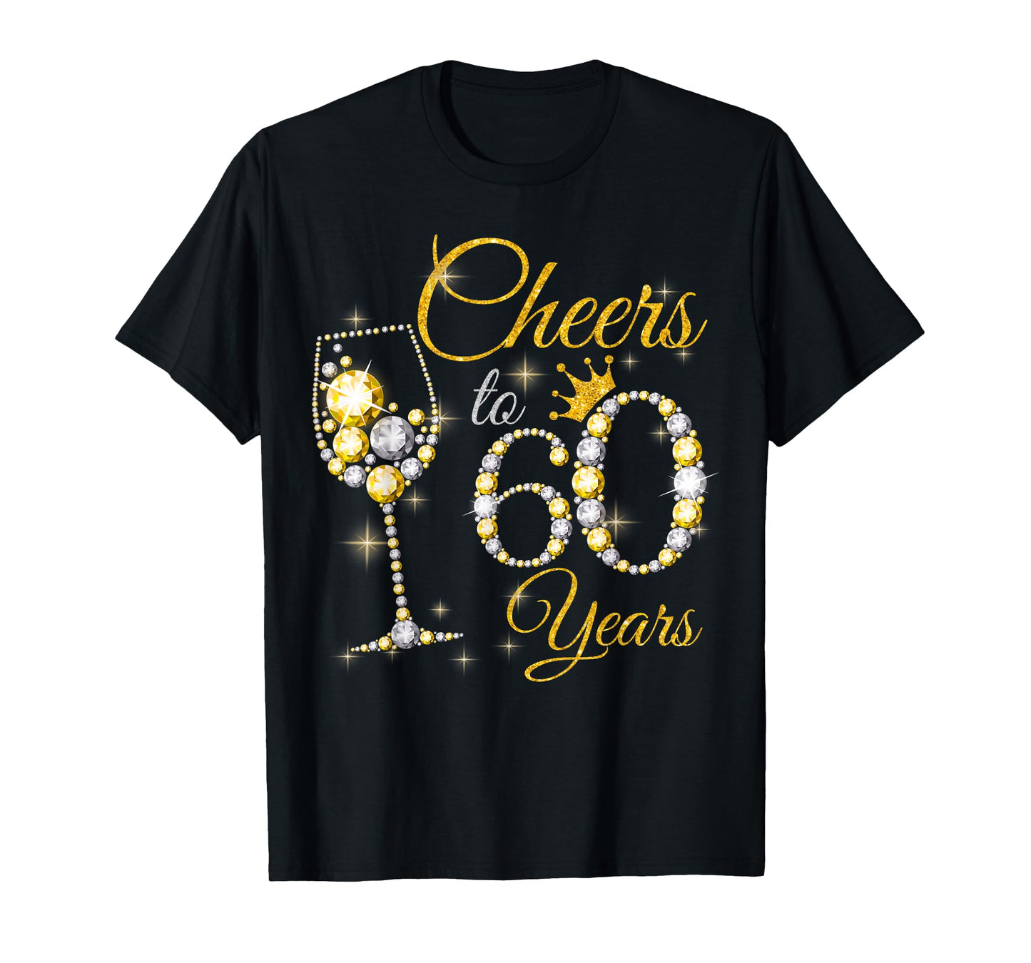 Womens Cheers To 60 Years Old 60th Birthday Queen Diamond T-Shirt