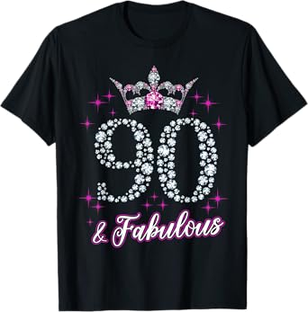 Womens 90 And Fabulous 1929 90Th Birthday Gift Tee T-Shirt