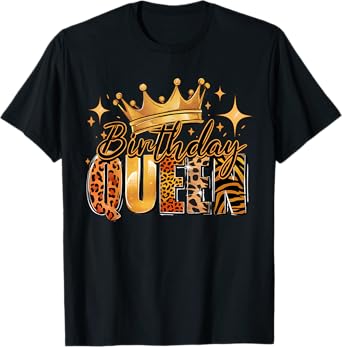 Birthday Queen Golden Crown American Afro Girls Women party T-Shirt