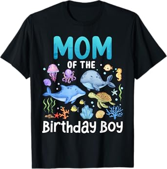 Mom Ocean Life Sea Aquarium Birthday Matching Family T-Shirt