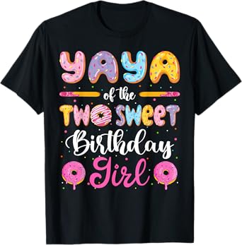 Yaya Of The Two Sweet Birthday Girl Donut 2Nd Birthday T-Shirt
