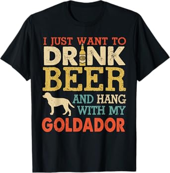 Goldador Dad Drink Beer Hang With Dog Funny Men Vintage T-Shirt
