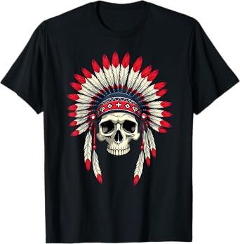 Pride Tribal Native American Headdress Skull Halloween T-Shirt