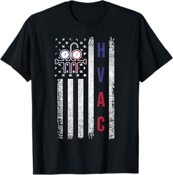 HVAC Technician Men American Flag USA Vintage T-Shirt