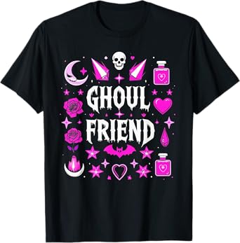Witchy Pink Ghoul Friend Halloween Collage Womens Top T-Shirt
