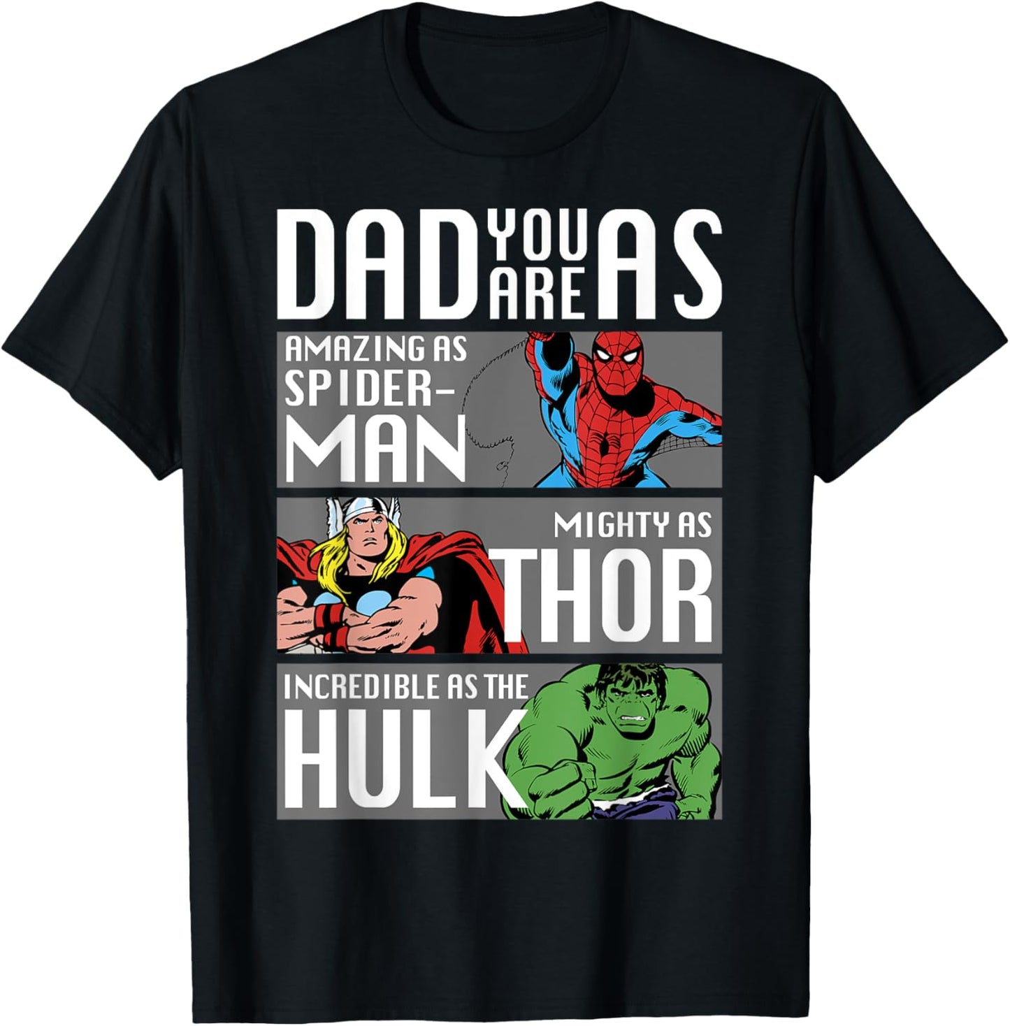 Marvel Father's Day Spider-Man Thor Hulk Dad Attributes T-Shirt