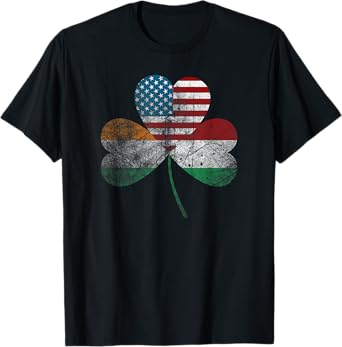 Half Irish half Italian American flag shamrock Heritage T-Shirt