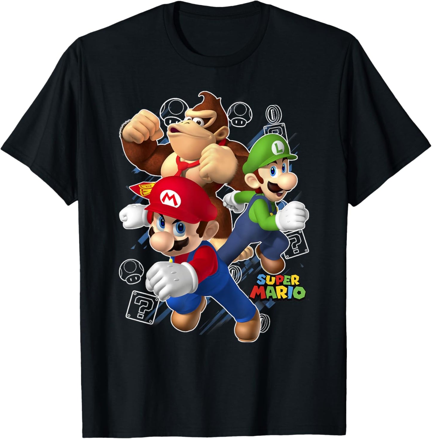 Super Mario Donkey Kong Mario Luigi Action Pose T-Shirt