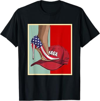 Kamala Harris High Heels Stepping On Red Maga Hat T-Shirt