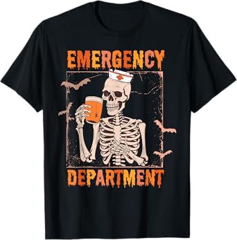 Emergency Department Halloween Nurse Emergency Room 2 Sided T-Shirt