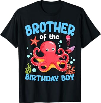 Brother Of The Birthday Boy Sea Octopus Ocean Animals T-Shirt