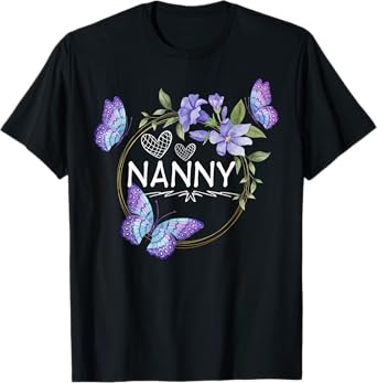 Nanny shirt For Women with butterflies Mother's Day T-Shirt