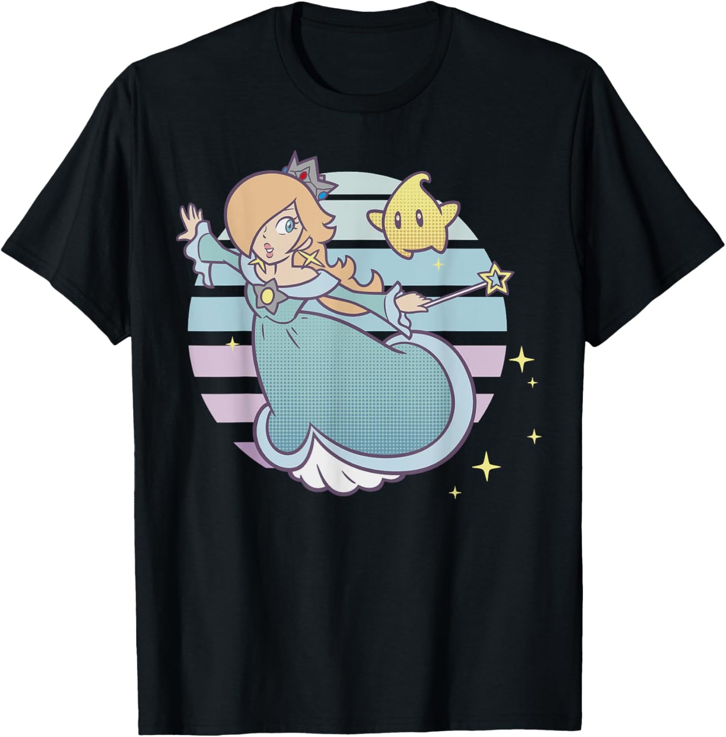 Super Mario Rosalina And Luma Striped Background Portrait T-Shirt