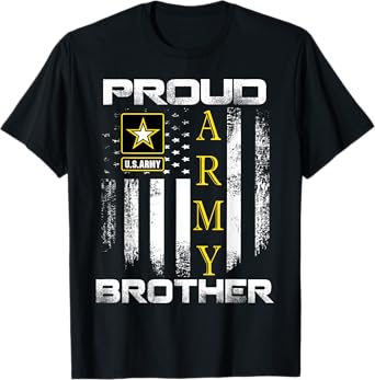 Vintage Proud Army Brother With American Flag Gift T-Shirt