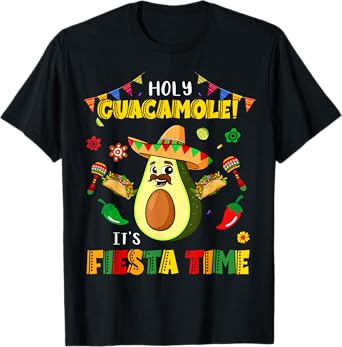 Funny Cinco De Mayo Holy Guacamole It's Fiesta Time Avocado T-Shirt