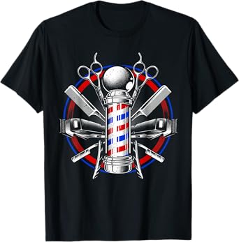 Funny Barber Gift For Men Barbershop Pole Tools Hairstylist T-Shirt