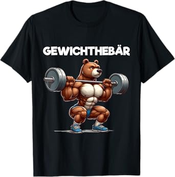 Weight Lifting Bear, Fitness Gym Bear, Brown Bear, Bodybuilding T-Shirt