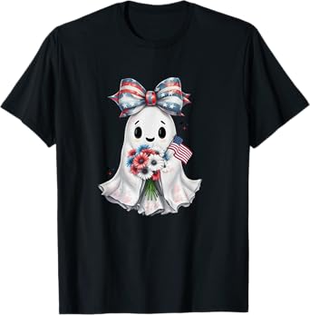 Ghost,Independence day,4th of July,Coquette American Bow Tee T-Shirt