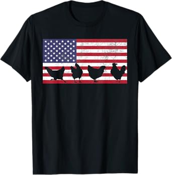 Fourth of July 4th Chicken Hen Farm American Flag USA Women T-Shirt