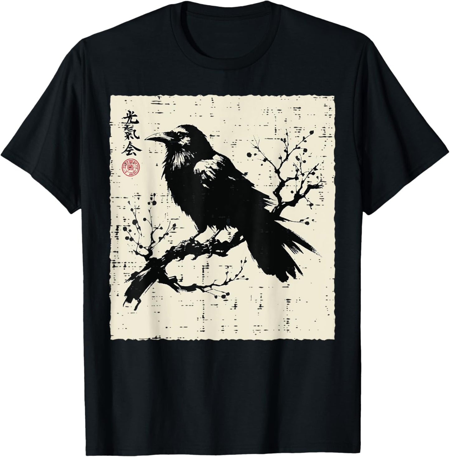 Japanese Bird Black Raven Vintage Crow Art Men Women Kids T-Shirt