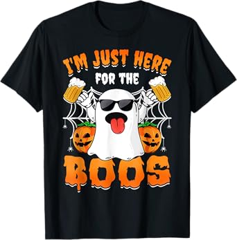 I'm Just Here For The Boos Funny Halloween Gifts Women Ghost T-Shirt