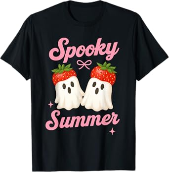 Strawberry Ghosts Funny Halloween Summer Spooky T-Shirt
