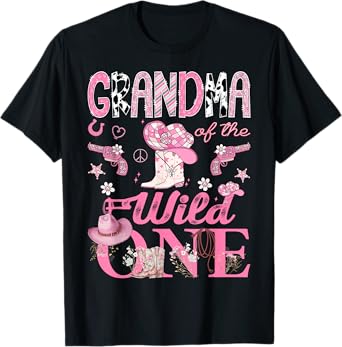 Grandma Of The Wild One 1St Birthday CowGirl Disco T-Shirt