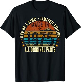 50th Birthday Gifts Men Women Vintage 1975 Original Parts T-Shirt
